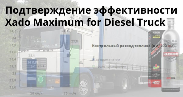 Доказательство эффективности Xado Maximum for Diesel Truck